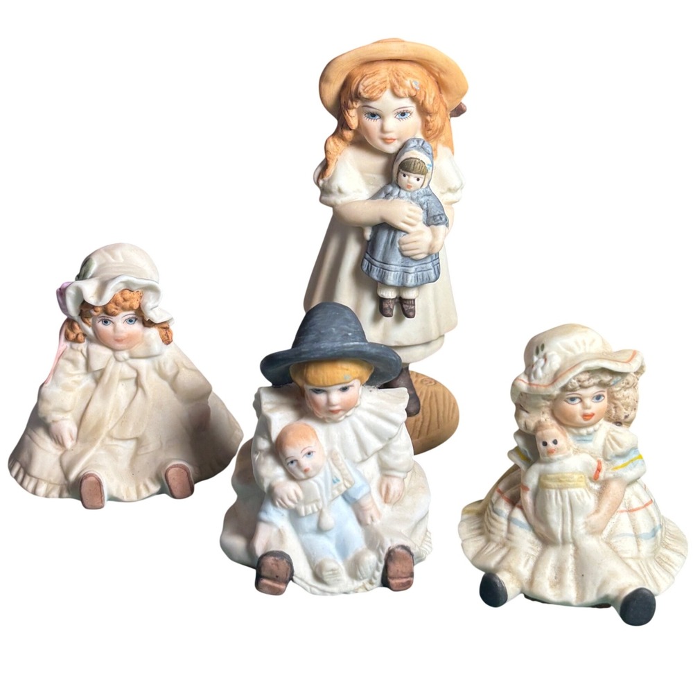 Jan Hagara Porcelain Figurine Set 4pc Miniature Victorian Girls
